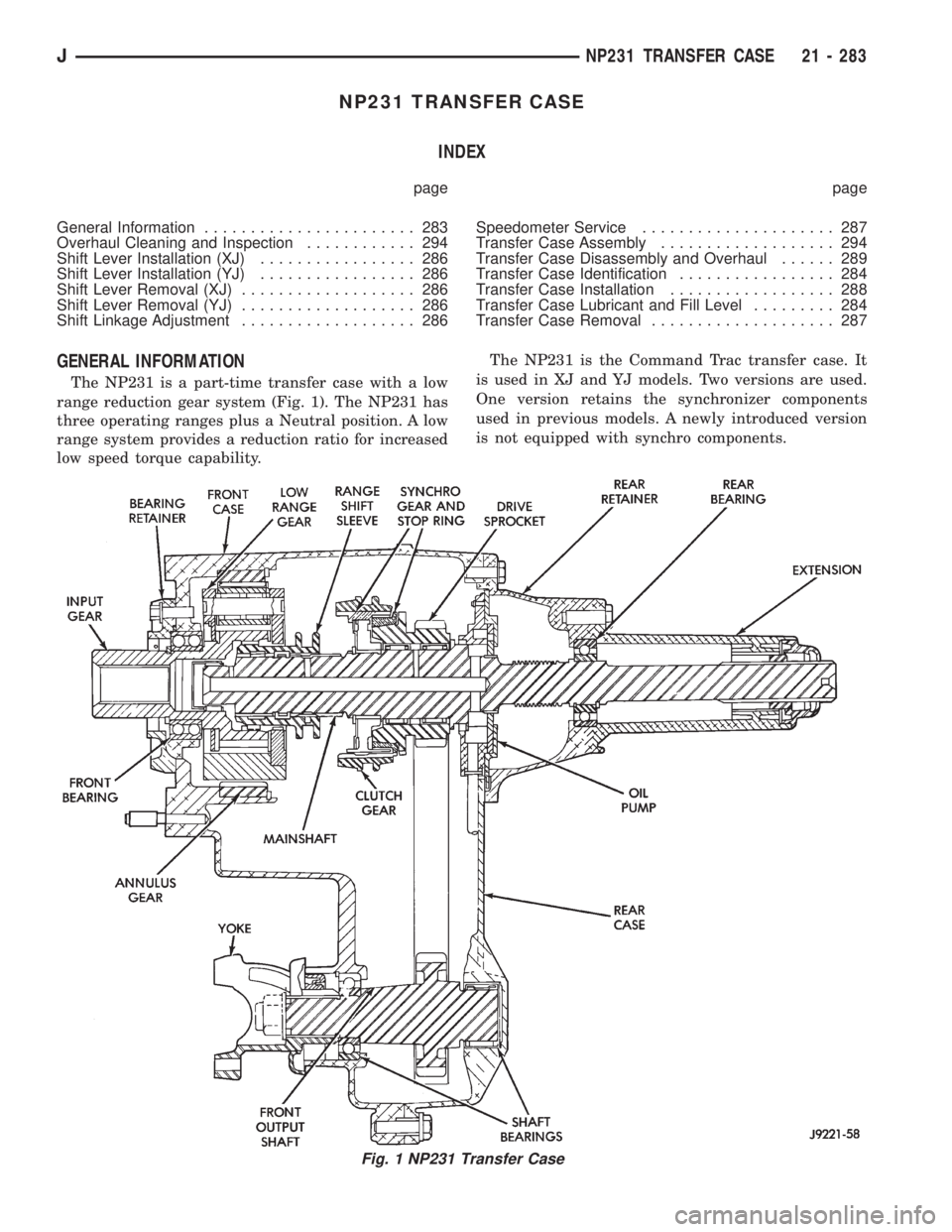 JEEP WRANGLER 1995  Owners Manual 
