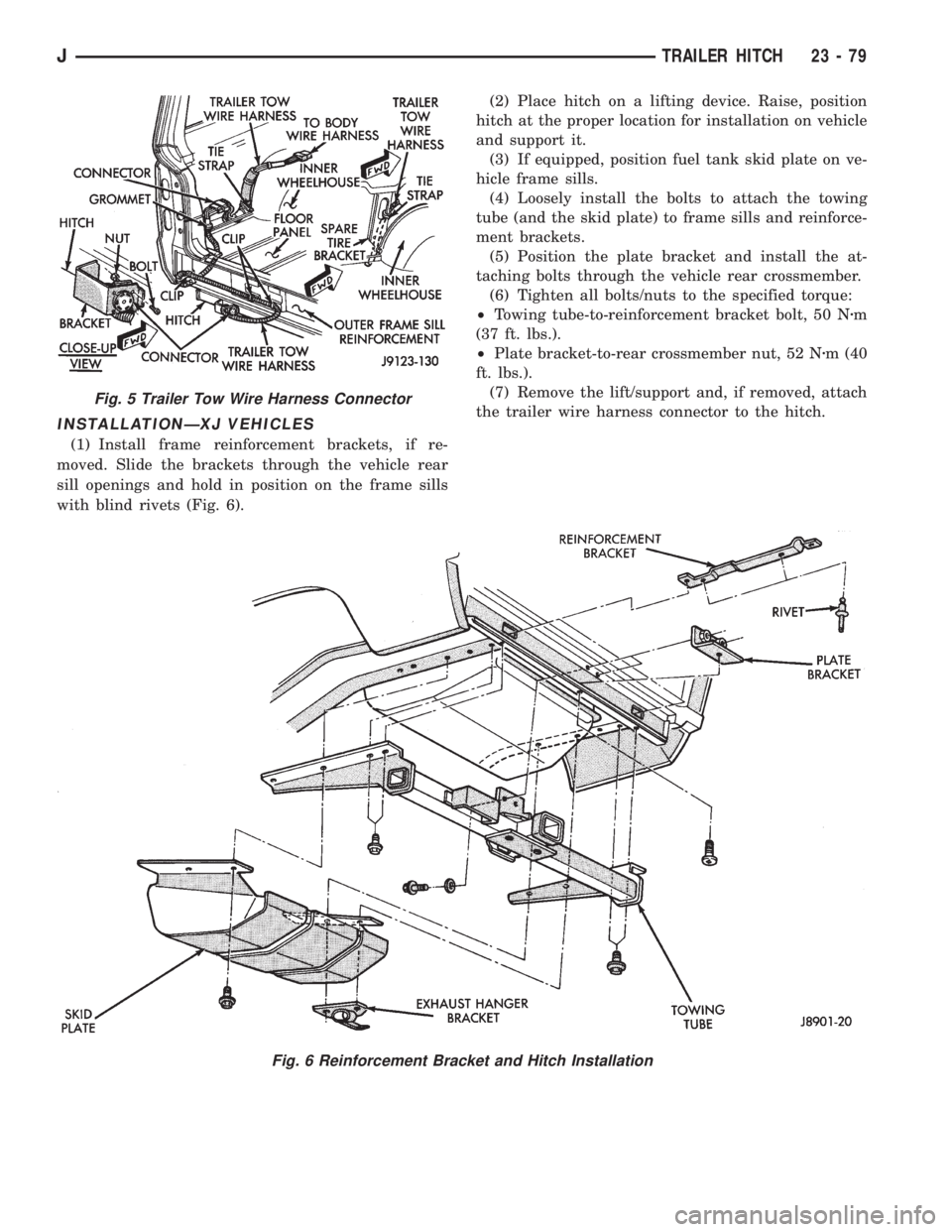 JEEP WRANGLER 1995  Owners Manual Fig. 5 Trailer Tow Wire Harness Connector
JTRAILER HITCH 23 - 79 