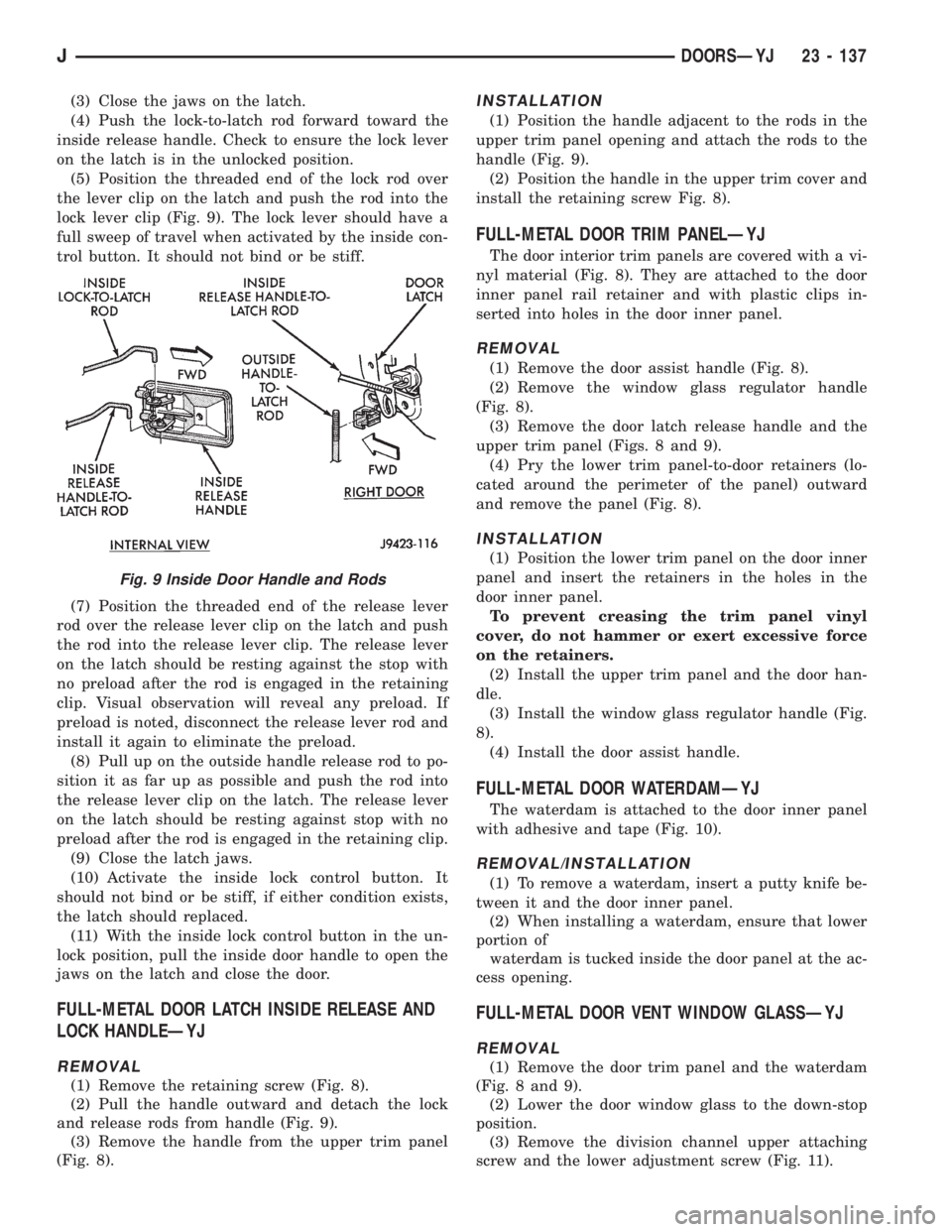 JEEP WRANGLER 1995  Owners Manual 