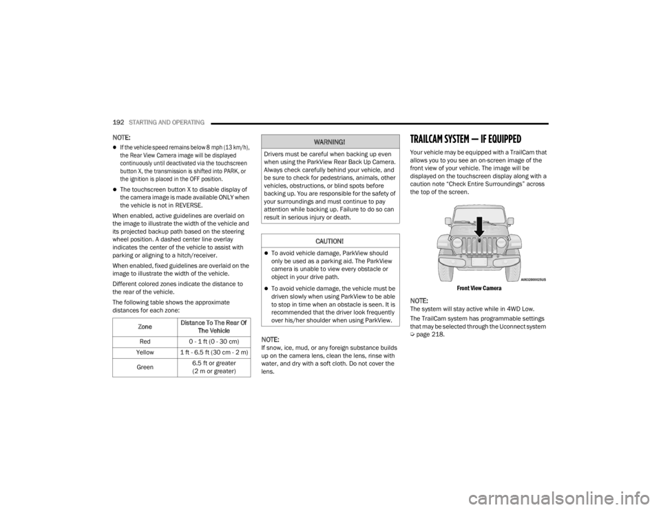 JEEP WRANGLER 4XE JL 2021  Owners Manual �:�$�5�1�,�1�*�
��U�L�Y�H�U�V��P�X�V�W��E�H��F�D�U�H�I�X�O��Z�K�H�Q��E�D�F�N�L�Q�J��X�S��H�Y�H�Q�
�Z�K�H�Q��X�V�L�Q�J��W�K�H��3�D�U�N�9�L�H�Z��5�H�D�U��%�D�F�N��8�S��&�D�P�H�U�D��
�
