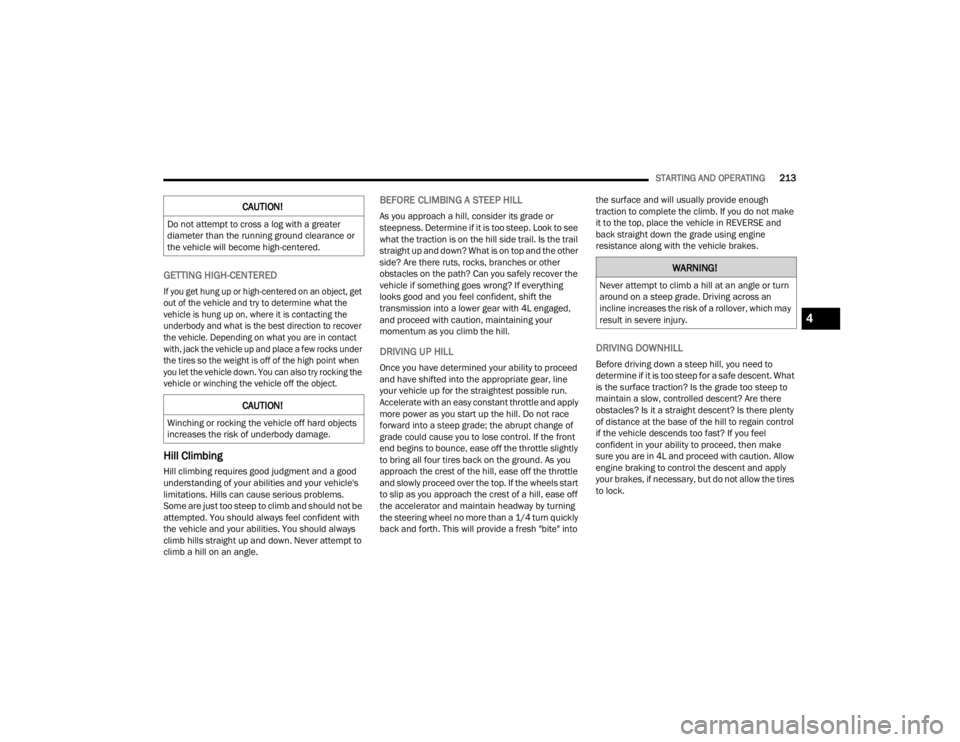 JEEP WRANGLER 4XE JL 2021  Owners Manual �:�$�5�1�,�1�*�
�1�H�Y�H�U��D�W�W�H�P�S�W��W�R��F�O�L�P�E��D��K�L�O�O��D�W��D�Q��D�Q�J�O�H��R�U��W�X�U�Q�
�D�U�R�X�Q�G��R�Q��D��V�W�H�H�S��J�U�D�G�H����U�L�Y�L�Q�J��D�F�U�R�V�V��D