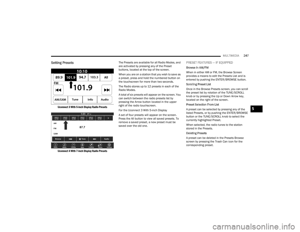 JEEP WRANGLER 4XE JL 2021  Owners Manual 5

22_JL_OM_EN_USC_t.book  Page 247   