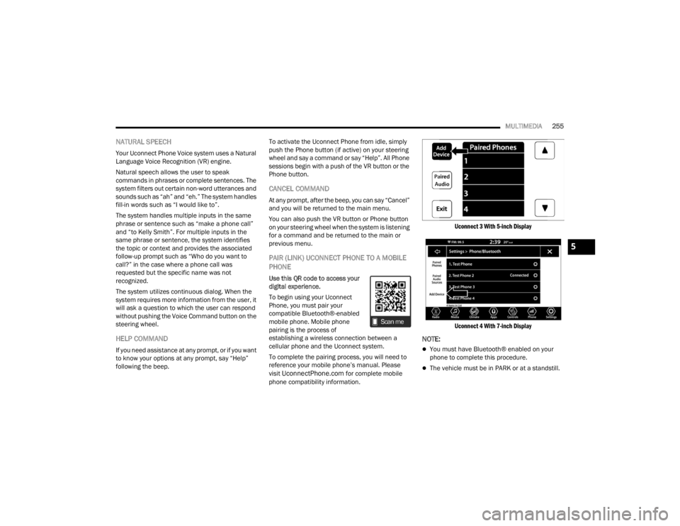 JEEP WRANGLER 4XE JL 2021  Owners Manual 5

22_JL_OM_EN_USC_t.book  Page 255   
