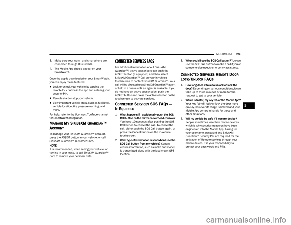 JEEP WRANGLER 4XE JL 2021  Owners Manual 5

22_JL_OM_EN_USC_t.book  Page 283   