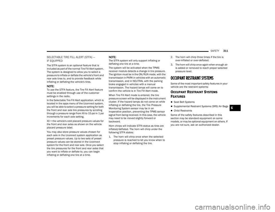 JEEP WRANGLER 4XE JL 2021  Owners Manual 6

22_JL_OM_EN_USC_t.book  Page 311   