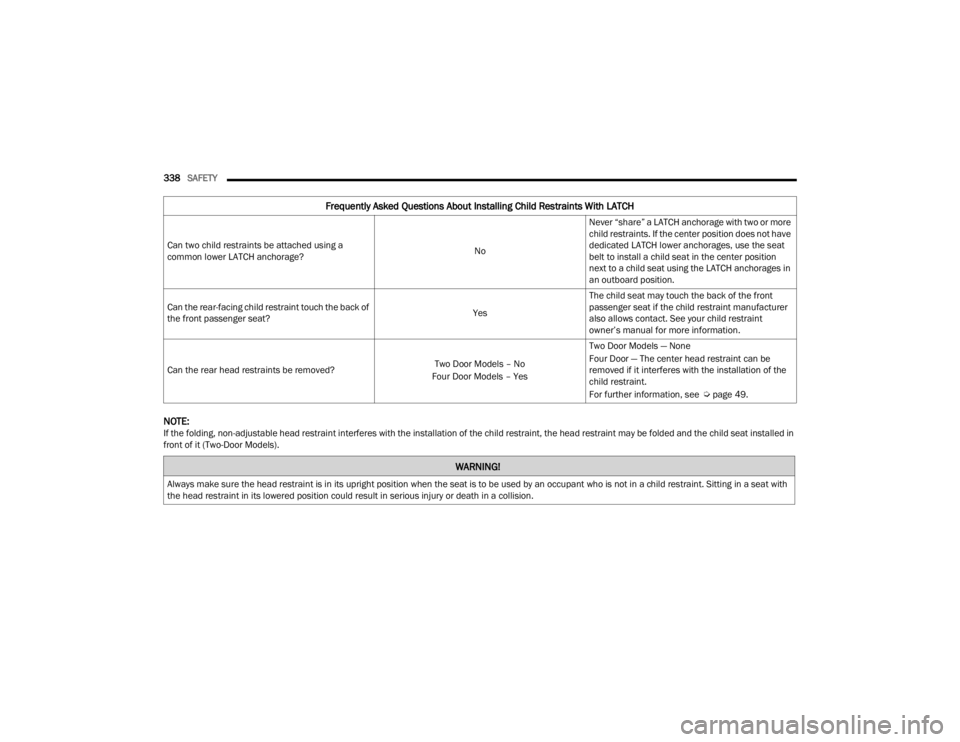 JEEP WRANGLER 4XE JL 2021  Owners Manual �:�$�5�1�,�1�*�
�$�O�Z�D�\�V��P�D�N�H��V�X�U�H��W�K�H��K�H�D�G��U�H�V�W�U�D�L�Q�W��L�V��L�Q��L�W�V��X�S�U�L�J�K�W��S�R�V�L�W�L�R�Q��Z�K�H�Q��W�K�H��V�H�D�W��L�V��W�R��E�H��X�V�H�G��