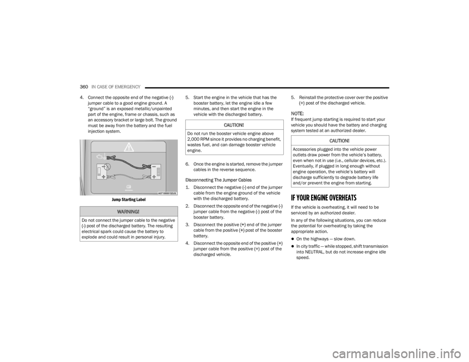 JEEP WRANGLER 4XE JL 2021  Owners Manual �:�$�5�1�,�1�*�
��R��Q�R�W��F�R�Q�Q�H�F�W��W�K�H��M�X�P�S�H�U��F�D�E�O�H��W�R��W�K�H��Q�H�J�D�W�L�Y�H�
���\f��S�R�V�W��R�I��W�K�H��G�L�V�F�K�D�U�J�H�G��E�D�W�W�H�U�\���7�K�H��U�H�