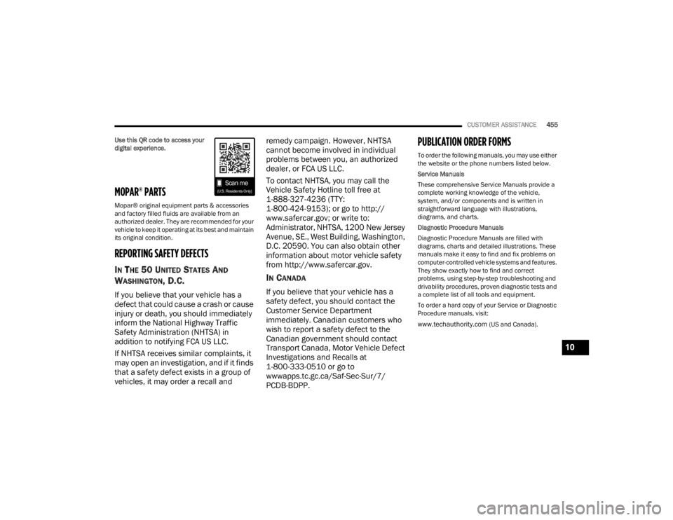 JEEP WRANGLER 4XE JL 2021  Owners Manual 10

22_JL_OM_EN_USC_t.book  Page 455   