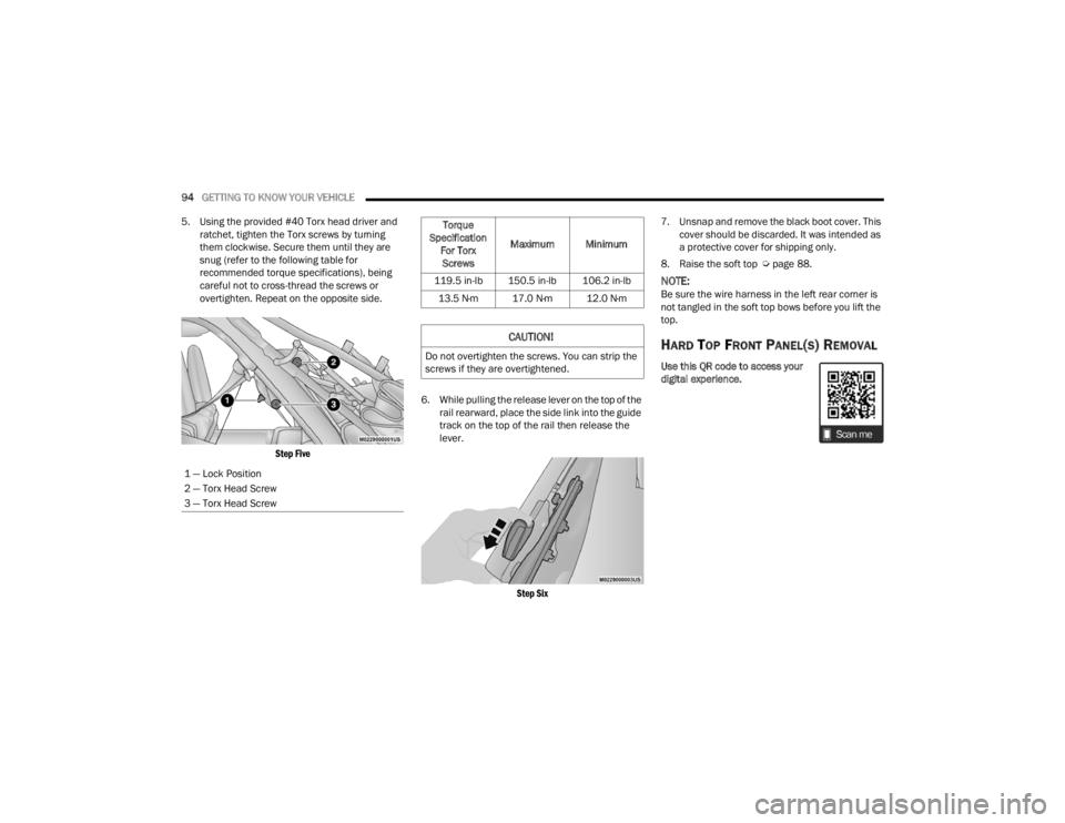 JEEP WRANGLER 4XE JL 2021  Owners Manual �7�R�U�T�X�H�
�6�S�H�F�L�I�L�F�D�W�L�R�Q� �)�R�U��7�R�U�[��6�F�U�H�Z�V �0�D�[�L�P�X�P �0�L�Q�L�P�X�P
����� �L�Q��O�E ����� �L�Q��O�E ����� �L�Q��O�E ���� �1�P ���� �1
