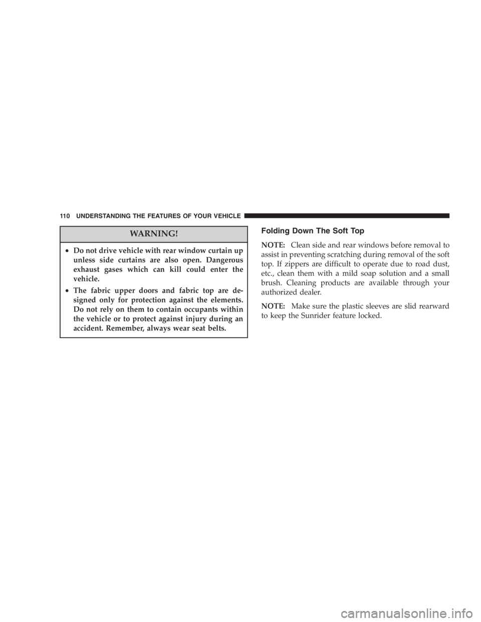 JEEP WRANGLER 2000  Owners Manual 