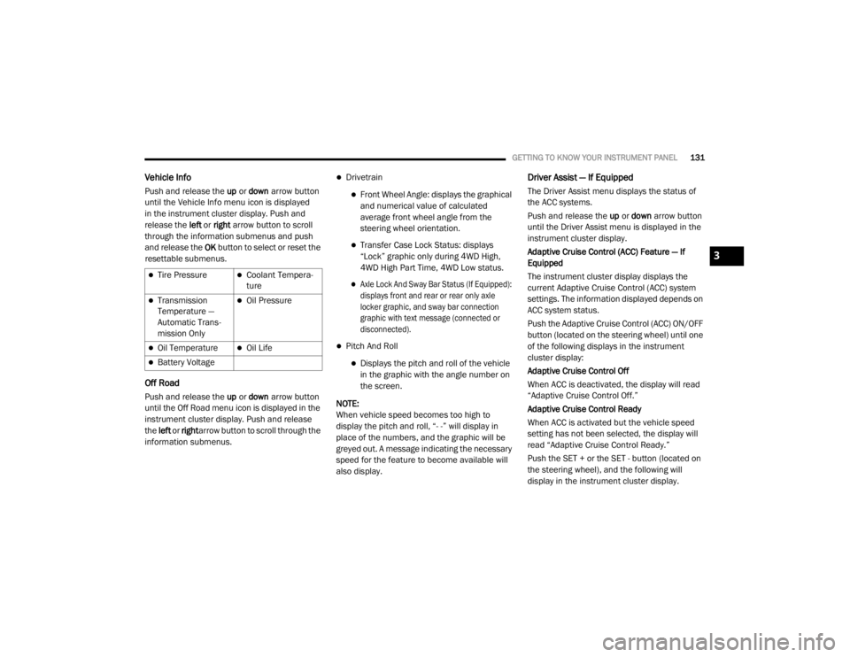 JEEP WRANGLER UNLIMITED SPORT 2020  Owners Manual 3

20_JL_OM_EN_USC_t.book  Page 131   