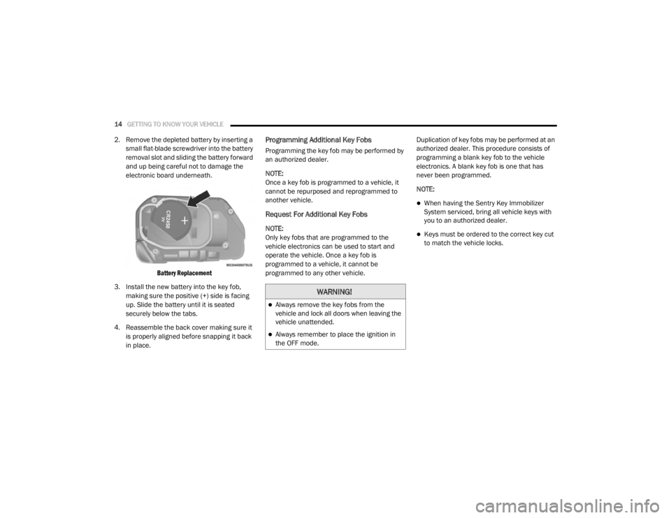 JEEP WRANGLER UNLIMITED SPORT 2020  Owners Manual �:�$�5�1�,�1�*�
Always remove the key fobs from the 
vehicle and lock all doors when leaving the 
vehicle unattended.
Always remember to place the ignition in 
the OFF mode. 