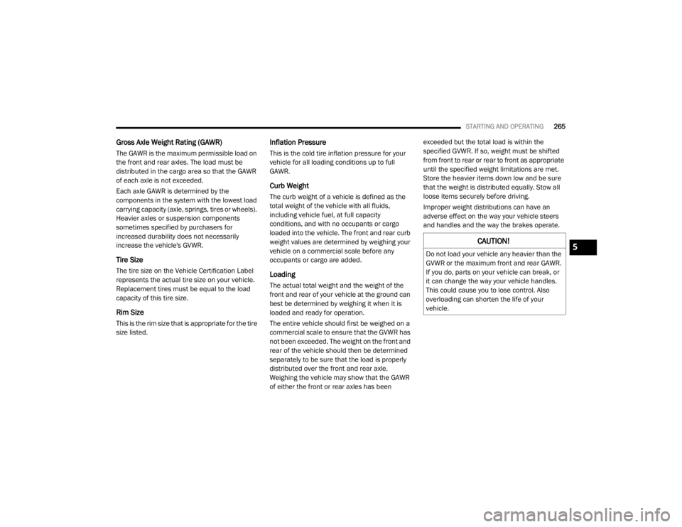 JEEP WRANGLER UNLIMITED SPORT 2020  Owners Manual 5

20_JL_OM_EN_USC_t.book  Page 265   