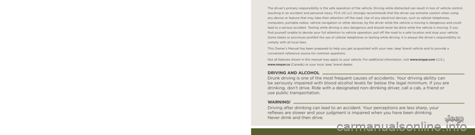 JEEP WRANGLER UNLIMITED SPORT 2020  Owners Manual 