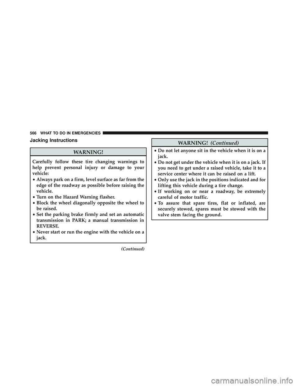 JEEP WRANGLER UNLIMITED 2015  Owners Manual Jacking Instructions 