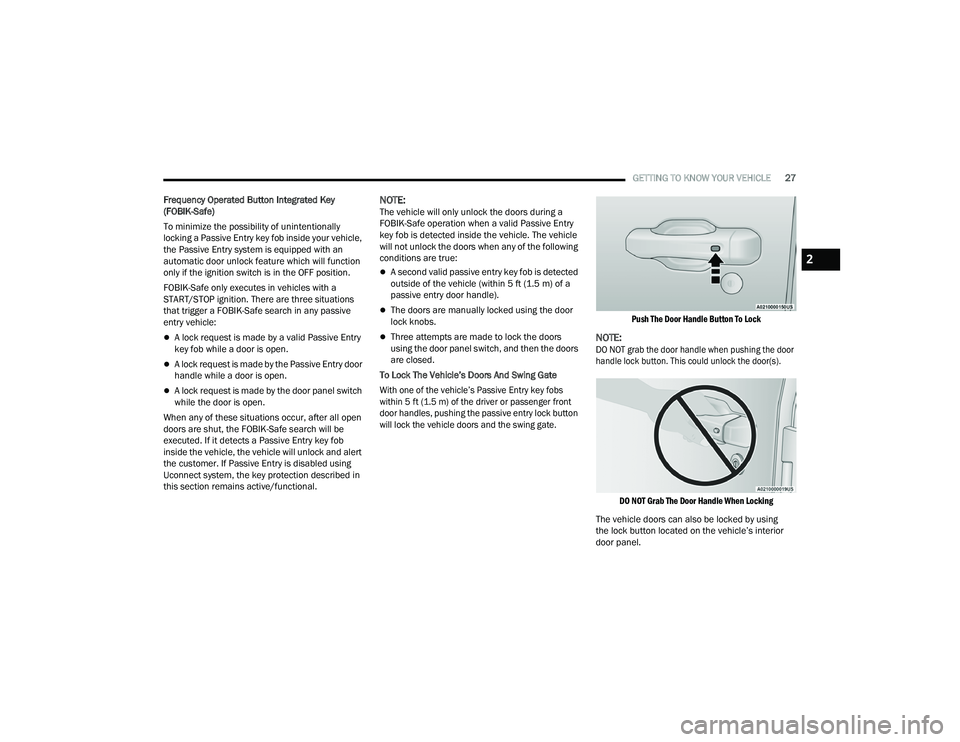 JEEP WRANGLER 4XE 2021  Owners Manual 2

21_JL_OM_EN_USC_t.book  Page 27   