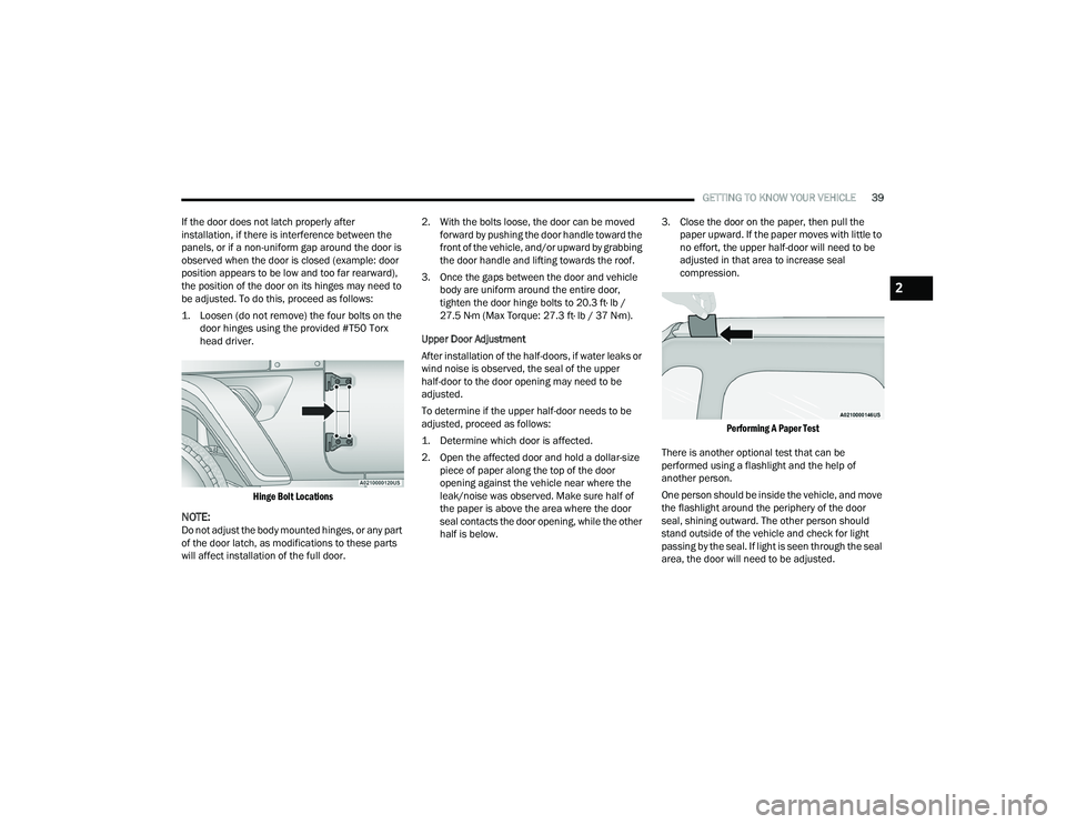 JEEP WRANGLER 4XE 2021  Owners Manual 2

21_JL_OM_EN_USC_t.book  Page 39   