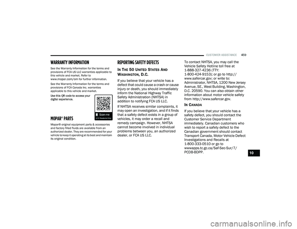 JEEP WRANGLER 4XE 2021  Owners Manual 10

21_JL_OM_EN_USC_t.book  Page 459   