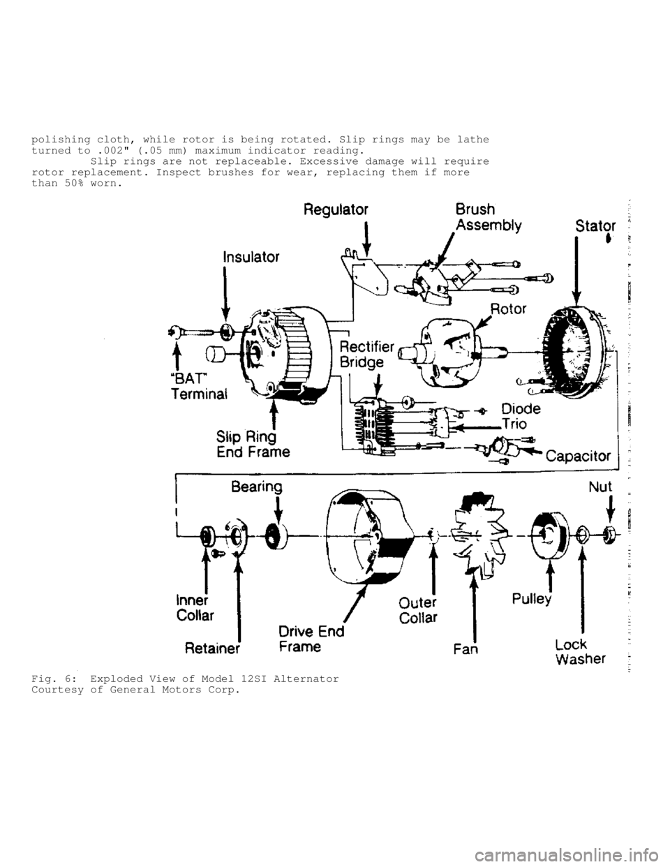 JEEP CHEROKEE 1988  Service Repair Manual polishing cloth, while rotor is being rotated. Slip rings may be lathe
turned to .002" (.05 mm) maximum indicator reading.
         Slip rings are not replaceable. Excessive damage will require
rotor 