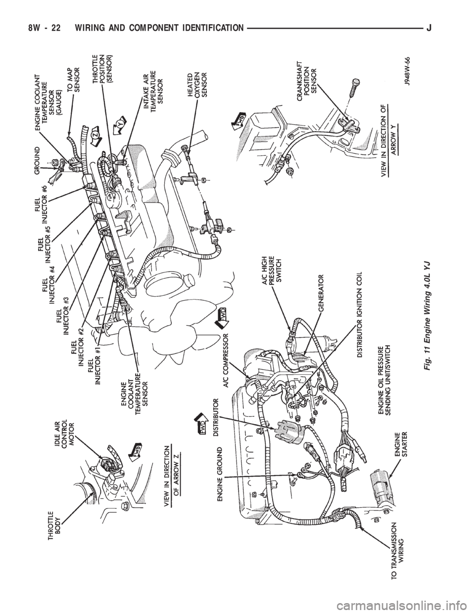 JEEP CHEROKEE 1994  Service Repair Manual Fig. 11 Engine Wiring 4.0L YJ
8W - 22 WIRING AND COMPONENT IDENTIFICATIONJ 
