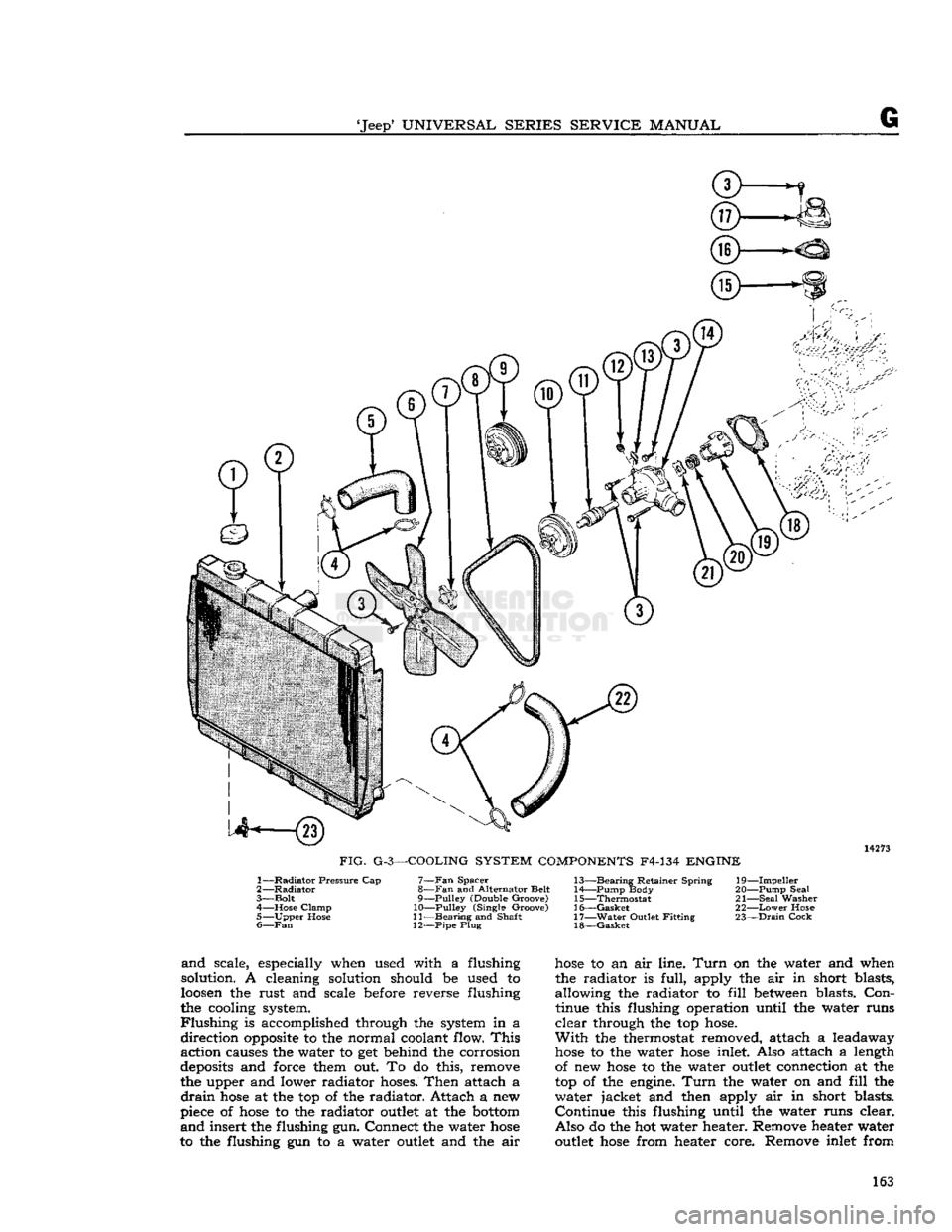 JEEP CJ 1953 Service Manual
Jeep*
UNIVERSAL
SERIES SERVICE
MANUAL
G and
scale, especially when used with a flushing
solution. A cleaning solution should be used to
loosen
the rust and scale before reverse flushing
t JEEP CJ 1953 Service Manual
Jeep*
UNIVERSAL
SERIES SERVICE
MANUAL
G and
scale, especially when used with a flushing
solution. A cleaning solution should be used to
loosen
the rust and scale before reverse flushing
t