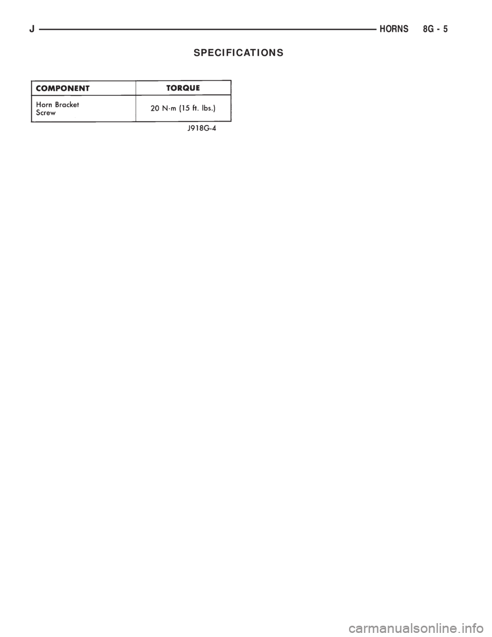 JEEP XJ 1995  Service And Repair Manual SPECIFICATIONS
JHORNS 8G - 5 