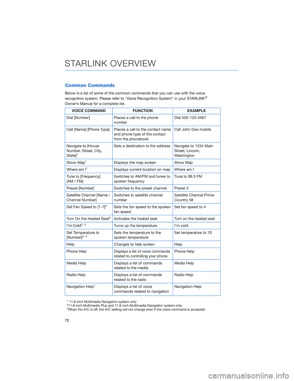 SUBARU OUTBACK 2022  Getting Started Guide Common Commands
Below is a list of some of the common commands that you can use with the voice
recognition system. Please refer to “Voice Recognition System” in your STARLINK®
Owner’s Manual fo