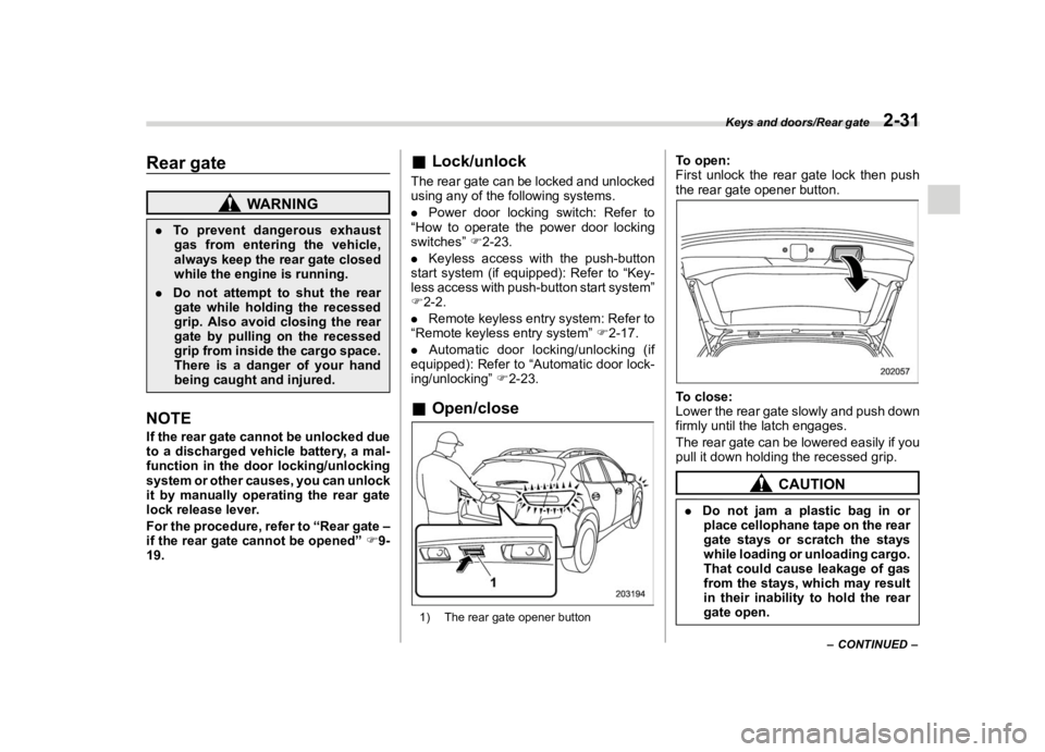 SUBARU CROSSTREK 2020  Owners Manual �������
