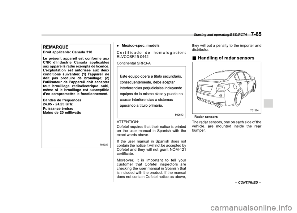 SUBARU WRX 2019  Owners Manual  
������� 
