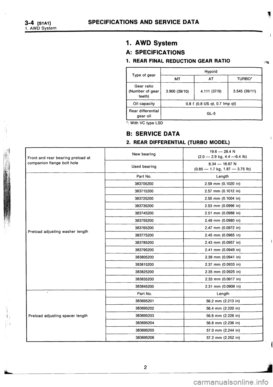 SUBARU IMPREZA 1993  Workshop Manual 