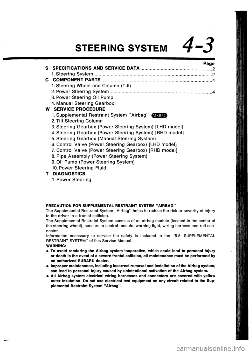 SUBARU IMPREZA 1993  Workshop Manual 