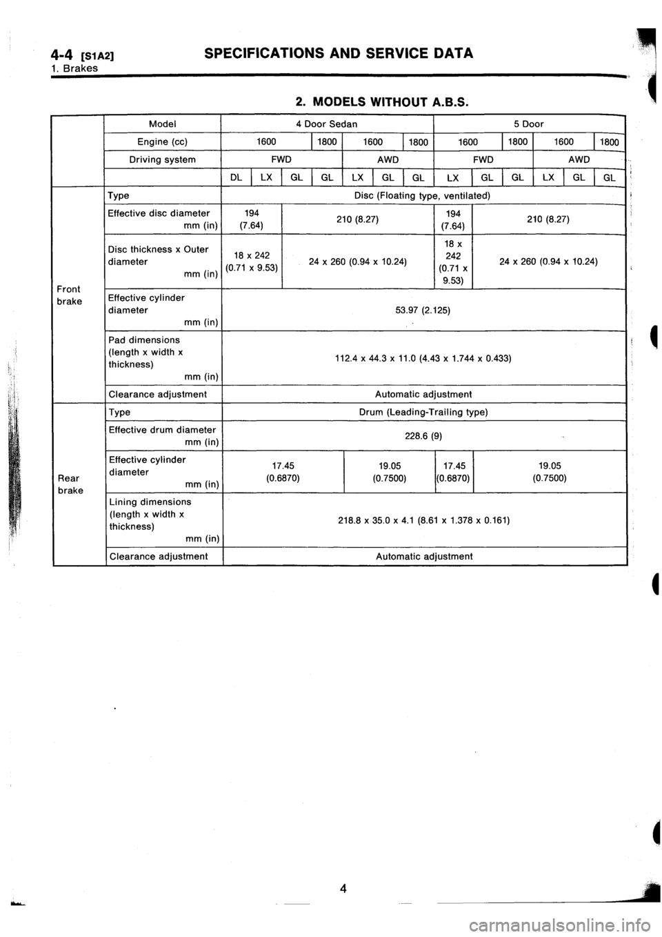 SUBARU IMPREZA 1993  Workshop Manual 