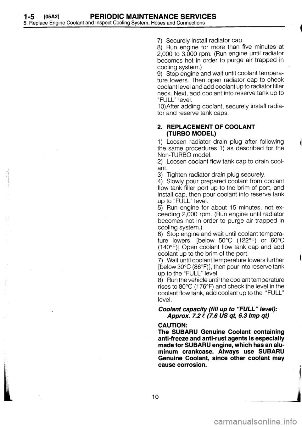 SUBARU IMPREZA 1993  Workshop Manual 
