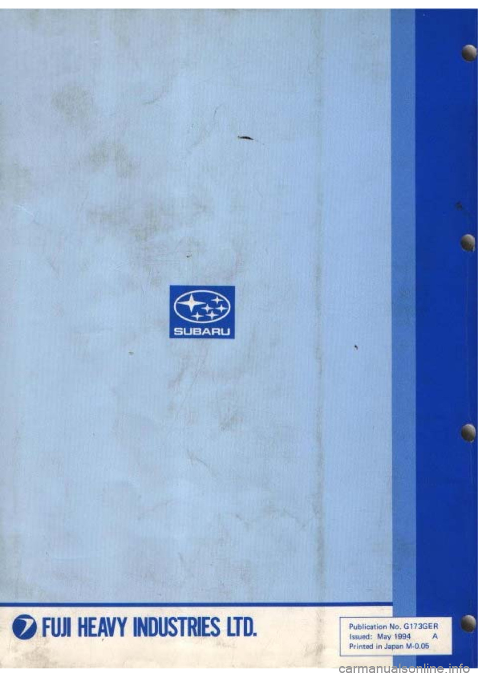 SUBARU IMPREZA 1993  Workshop Manual 