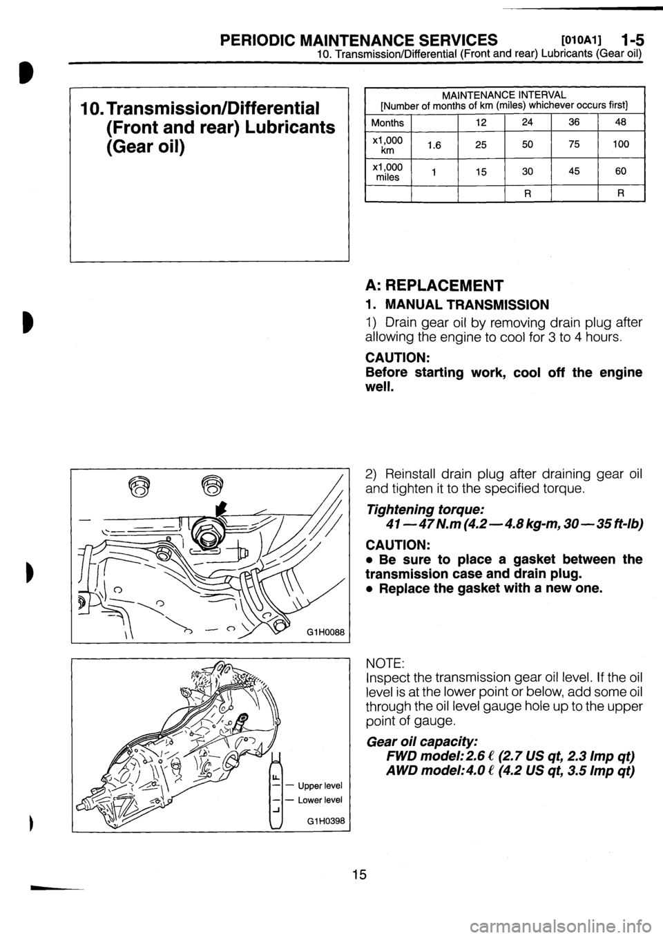SUBARU IMPREZA 1993  Workshop Manual 