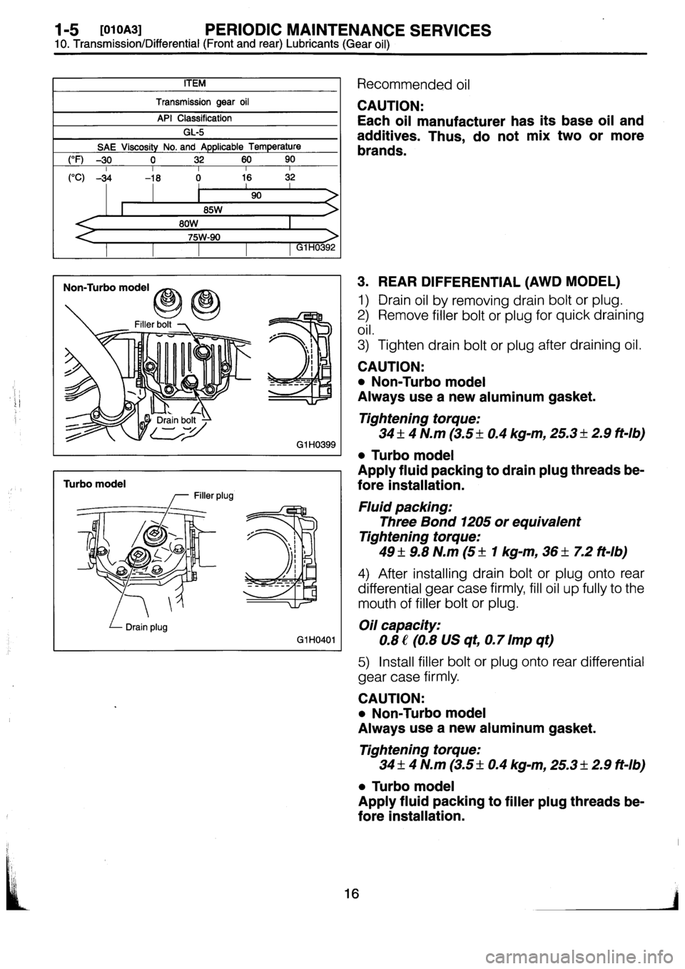 SUBARU IMPREZA 1993  Workshop Manual 