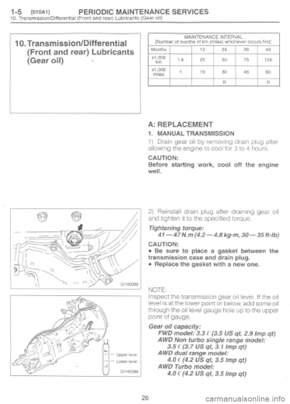 SUBARU IMPREZA 1997  Workshop Manual 