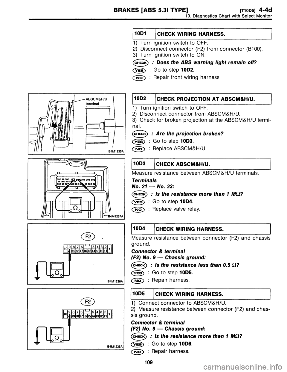 SUBARU LEGACY 1997  Service Repair Manual 
BRAKES
[ABS
5
.31
TYPE]
[T10D5]
4-4d

10
.
Diagnostics
Chart
with
Select
Monitor

00000
~
oooii
00000
n
0000^JO~001
00

(III
`B4M1237A

B4M1236A
I

F2

9
1817161
54
3
2
l
9
B
7
6543
211
~

84M
1236