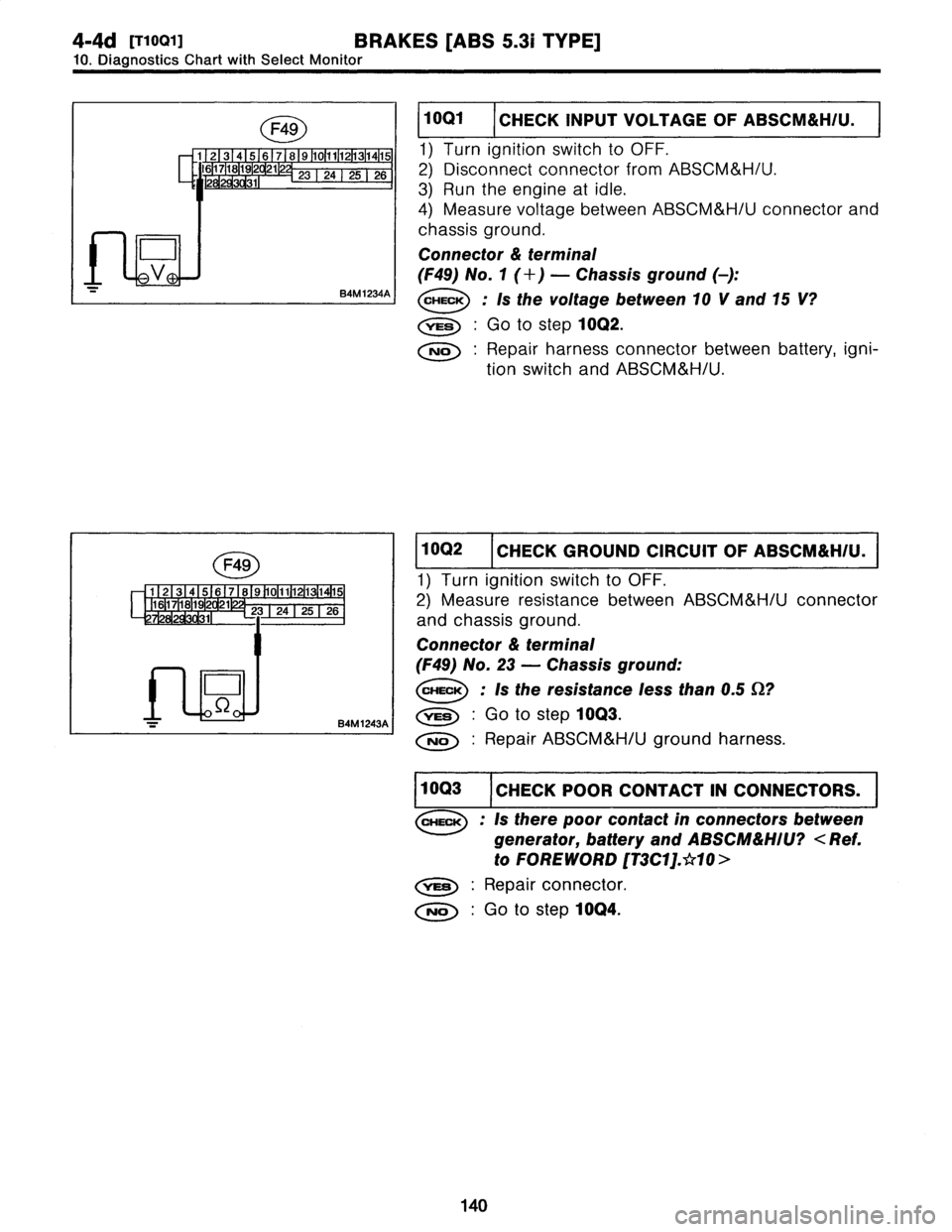 SUBARU LEGACY 1997  Service Repair Manual 
4-4d
[T1oQil
BRAKES
[ABS
5
.31
TYPE]

10
.
DiagnosticsChart
with
Select
Monitor

1

112131415161718
0
11
121131141
5
116117118119120121
23
2425
26
7128129[301311
1

C
-_
B4M
1243A

1
1001
I
CHECK
INP