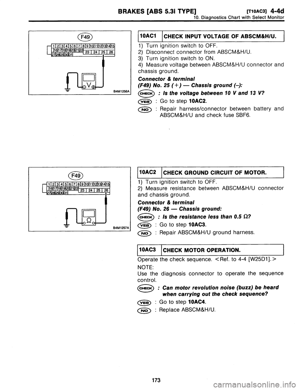 SUBARU LEGACY 1997  Service Repair Manual 
BRAKES
[ABS
5,3i
TYPE]
[T10AC3]
4-4d

10
.
DiagnosticsChart
with
Select
Monitor

(~4~)

11
21
3141516171819
110111112113114115
1110171101912012112-
128129301311
23
1
24
1
25
1
26

v
BW
1256A

F49

1
