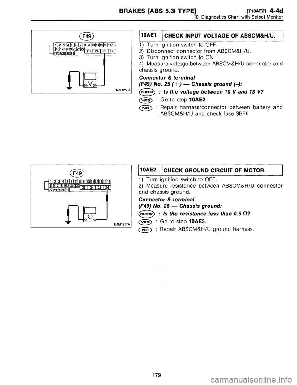 SUBARU LEGACY 1997  Service Repair Manual 
BRAKES
[ABS
5
.3i
TYPE]
(T10AE2]
4-4d

10
.
Diagnostics
Chart
with
Select
Monitor

(~4~)

11
21
3141516171819
1101111121131141151
11161171181191202112
12812913W11
23
1
24
1
26

v
B4MI256A

r-A
112131