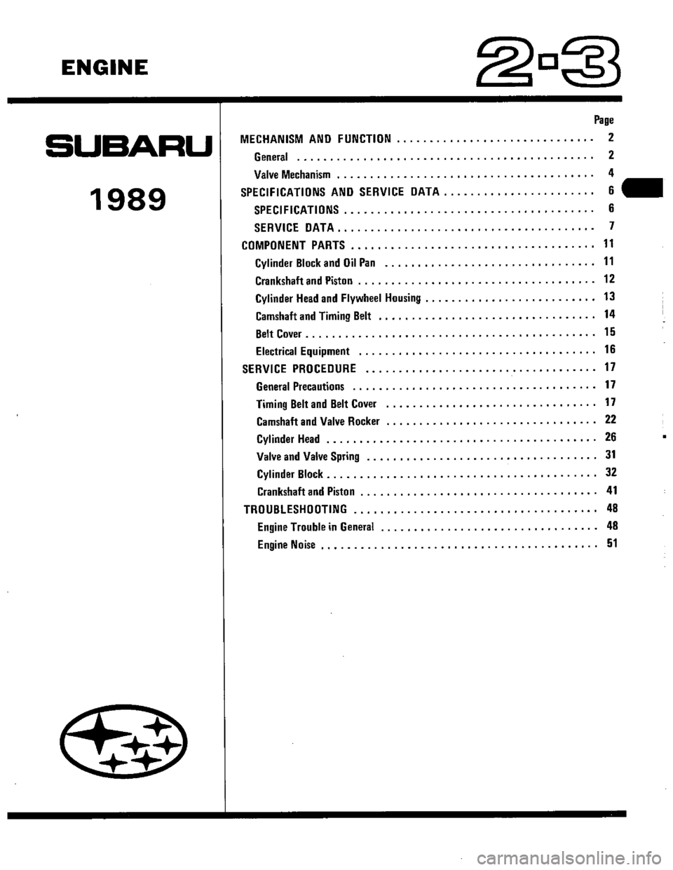 SUBARU LEONE 1989  Service Repair Manual 