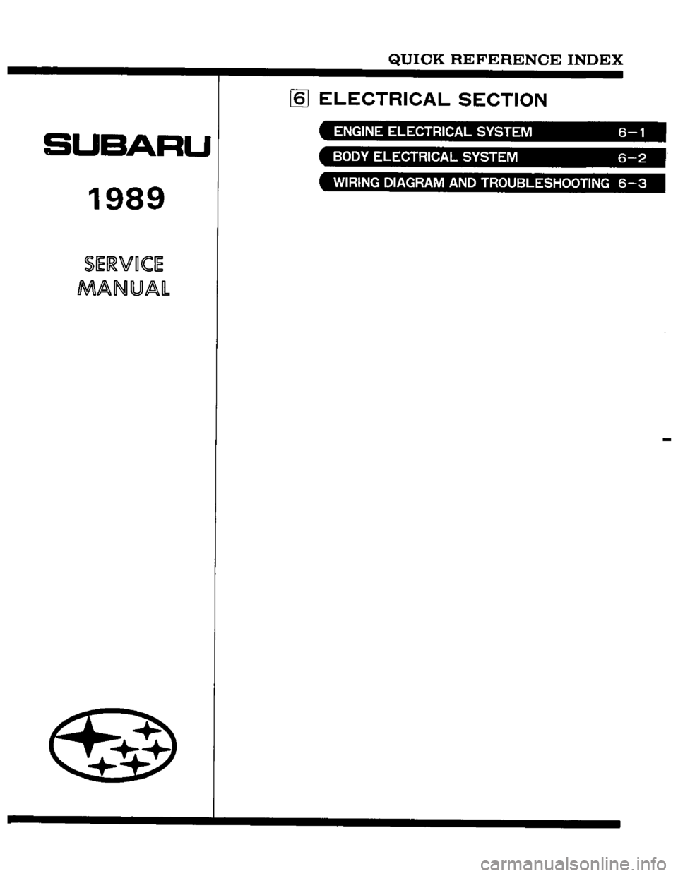SUBARU LEONE 1989  Service Repair Manual 