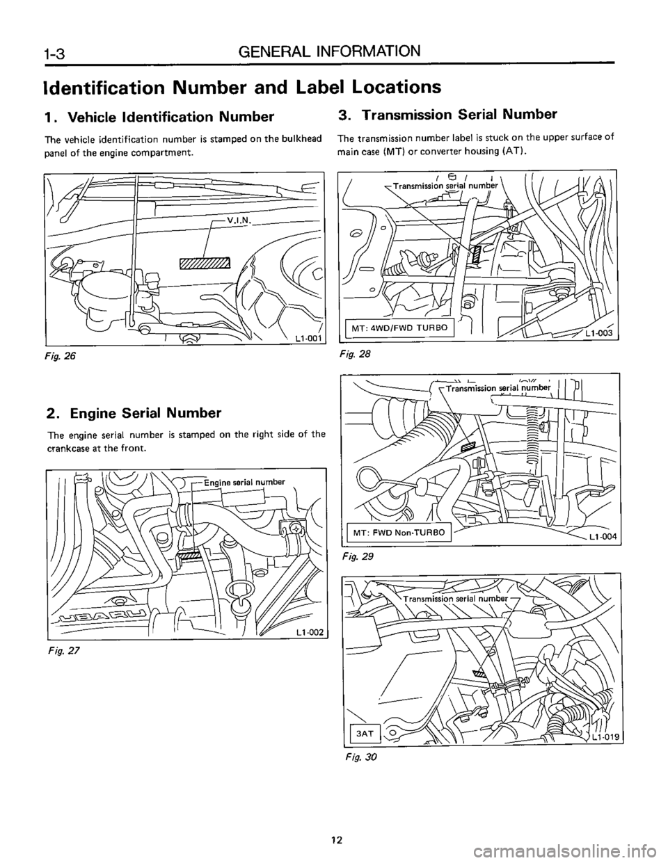 SUBARU LEONE 1989  Service Repair Manual 