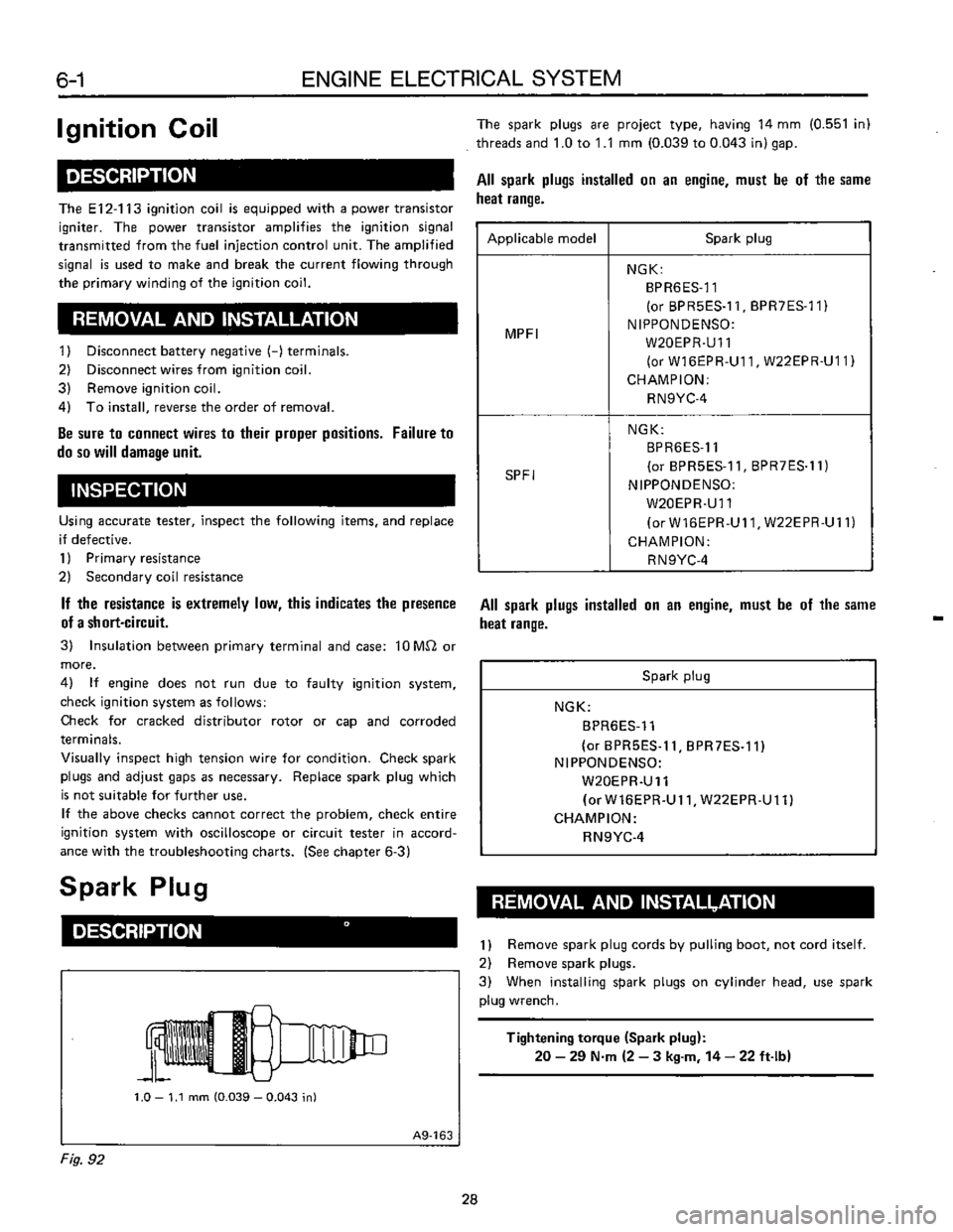 SUBARU LEONE 1989  Service Repair Manual 