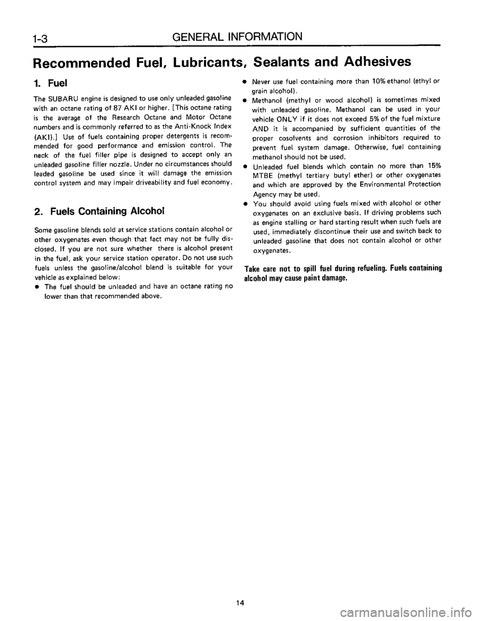 SUBARU LEONE 1989  Service Repair Manual 