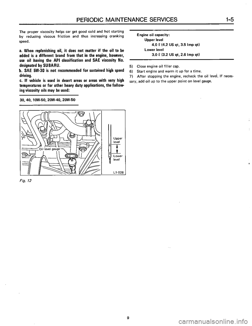 SUBARU LEONE 1989  Service Repair Manual 