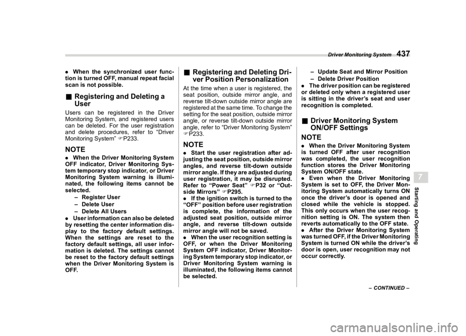 SUBARU OUTBACK 2023  Owners Manual �������
