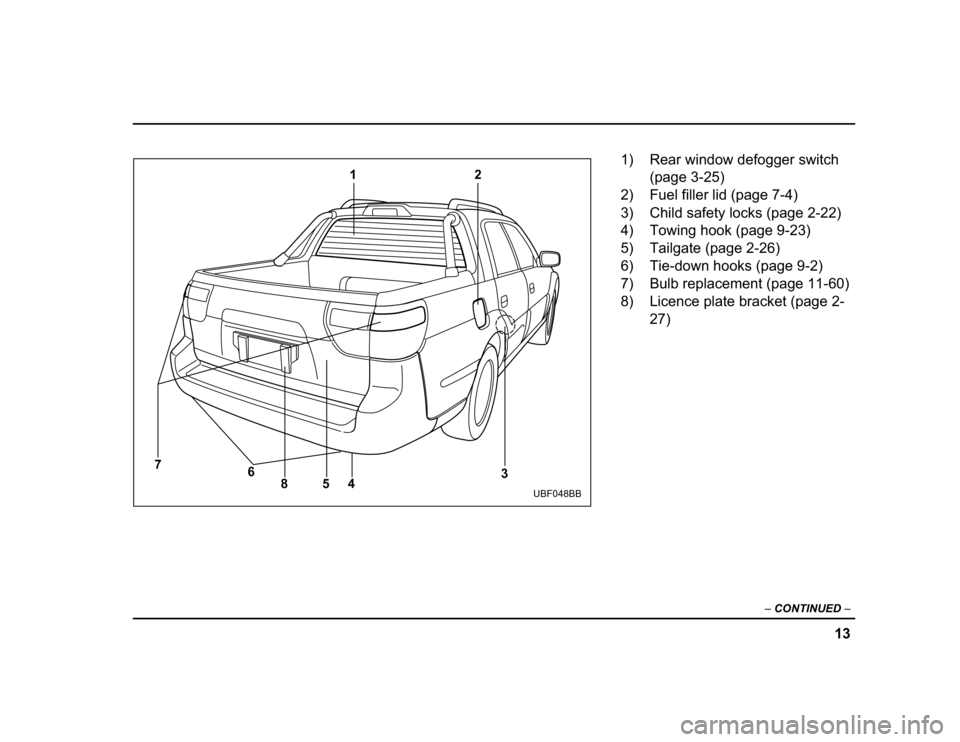 SUBARU BAJA 2004 1.G Owners Manual ��
�
����������� �
4
85 12
3
6
7UBF048BB
�� ����������������������������
�����������
�� �������������������������� 
�� ������������������������������ 
�� ����������������������� 
�� ������������������