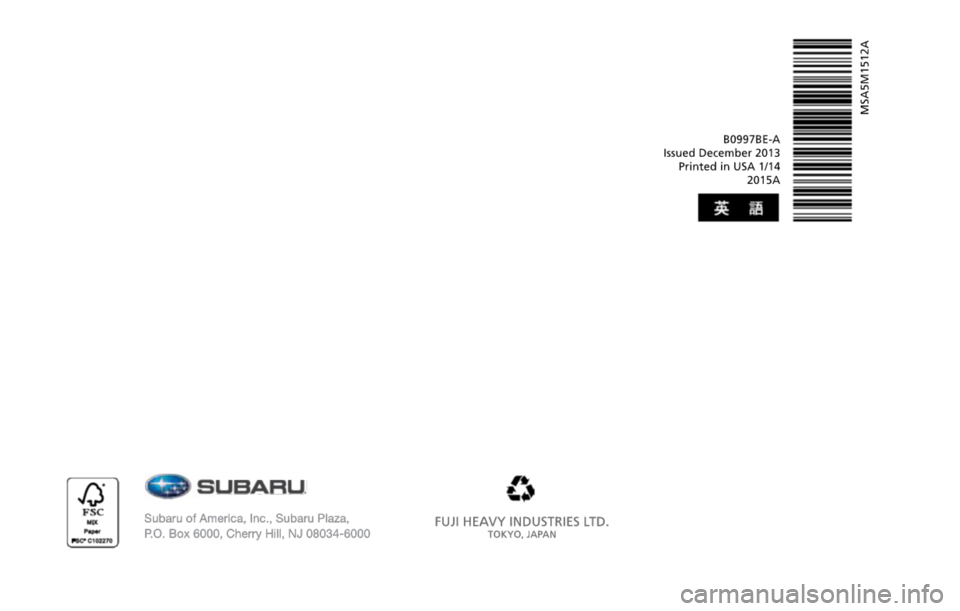 SUBARU FORESTER 2015 SJ / 4.G Navigation Manual 